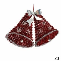 Weihnachtsschmuck Halsband Glocken Lametta LED Leicht Weiß Rot 52 x 31,5 x 7,5 cm (12 Stück)