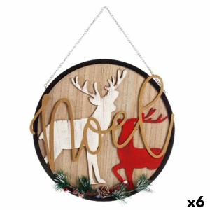 Dekoration zum Aufhängen Schild Weihnachts-Rentier natürlich Holz MDF 29 x 1 x 29 cm (6 Stück)