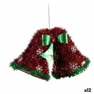 Weihnachtsschmuck Halsband Glocken Lametta Rot grün 21 x 14 x 10 cm (12 Stück)