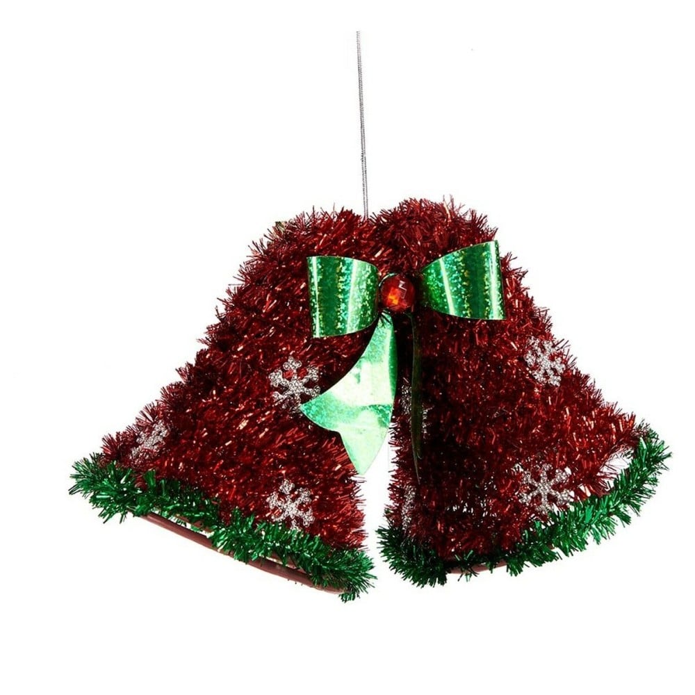 Weihnachtsschmuck Halsband Glocken Lametta Rot grün 21 x 14 x 10 cm (12 Stück)