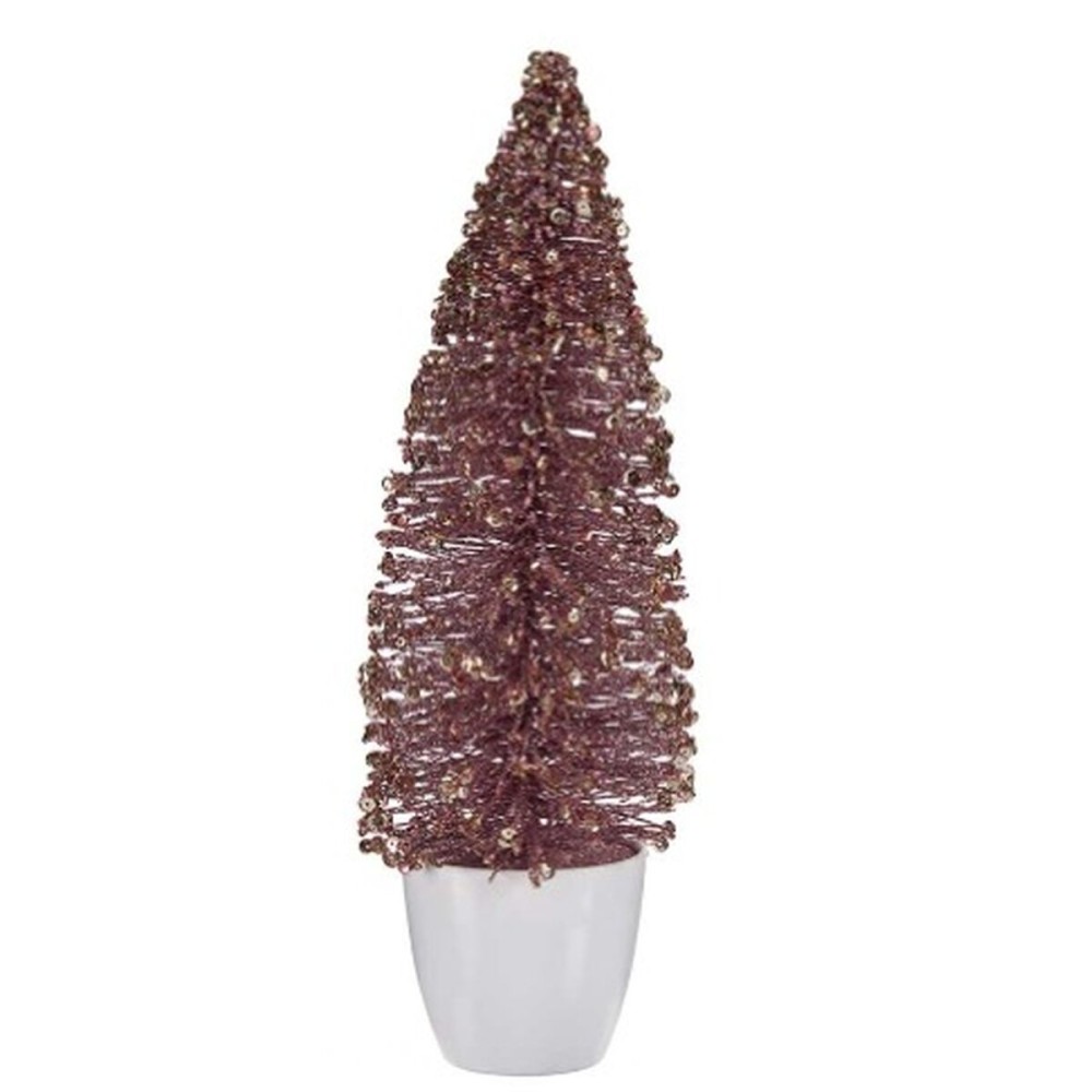 Figurine Décorative Sapin de Noël Rose Doré 10 x 33 x 10 cm (6 Unités)