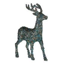 Decorative Figure Christmas Reindeer Glitter Blue Golden Plastic 15 x 45 x 30 cm (8 Units)