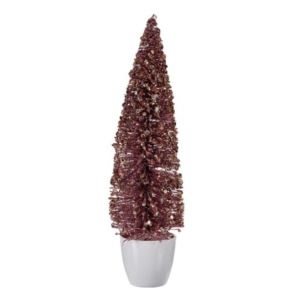 Figurine Décorative Sapin de Noël Rose Plastique 10 x 38 x 10 cm (6 Unités)