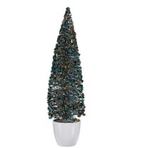 Deko-Figur Weihnachtsbaum Blau Gold Kunststoff 10 x 38 x 10 cm (6 Stück)