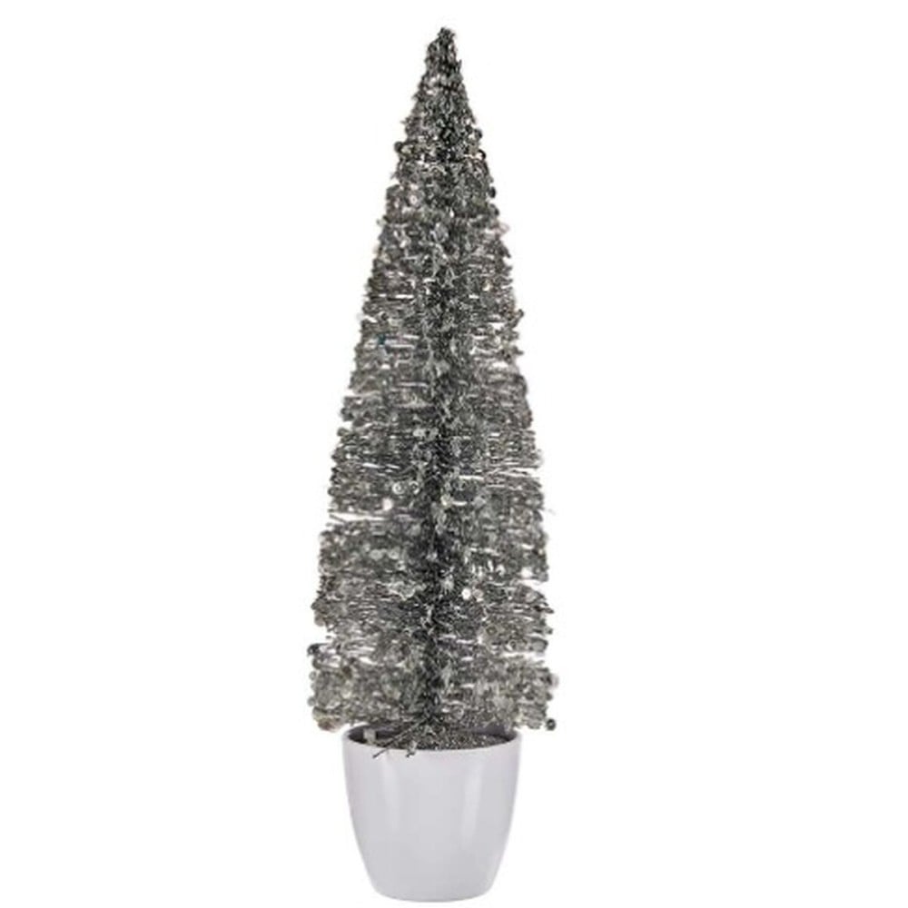 Decorative Figure Christmas Tree Silver Plastic 10 x 38 x 10 cm (6 Units)