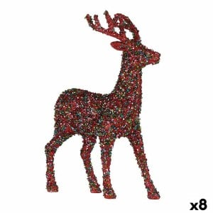 Decorative Figure Christmas Reindeer Glitter Multicolour Plastic 15 x 45 x 30 cm (8 Units)