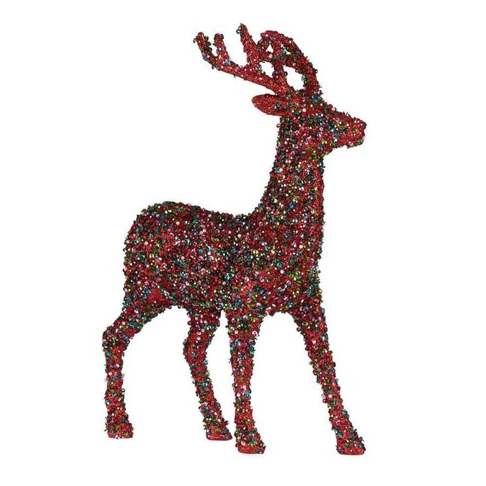 Figurine Décorative renne de noël Paillettes Multicouleur Plastique 15 x 45 x 30 cm (8 Unités)