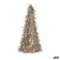 Deko-Figur Weihnachtsbaum Lametta Bronze Polypropylen PET 24 x 46 x 24 cm (24 Stück)