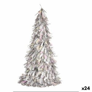 Decorative Figure Christmas Tree Tinsel Silver polypropylene PET 24 x 46 x 24 cm (24 Units)