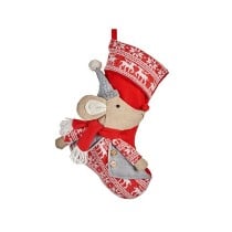 Weihnachtsschmuck Weihnachtsstrumpf Mouse Grau Polyester 31 x 5 x 48 cm (12 Stück)