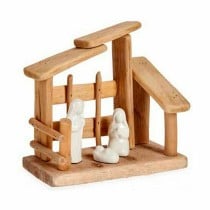 Christmas nativity set White Natural Wood Ceramic 18 x 17 x 8 cm (2 Units)