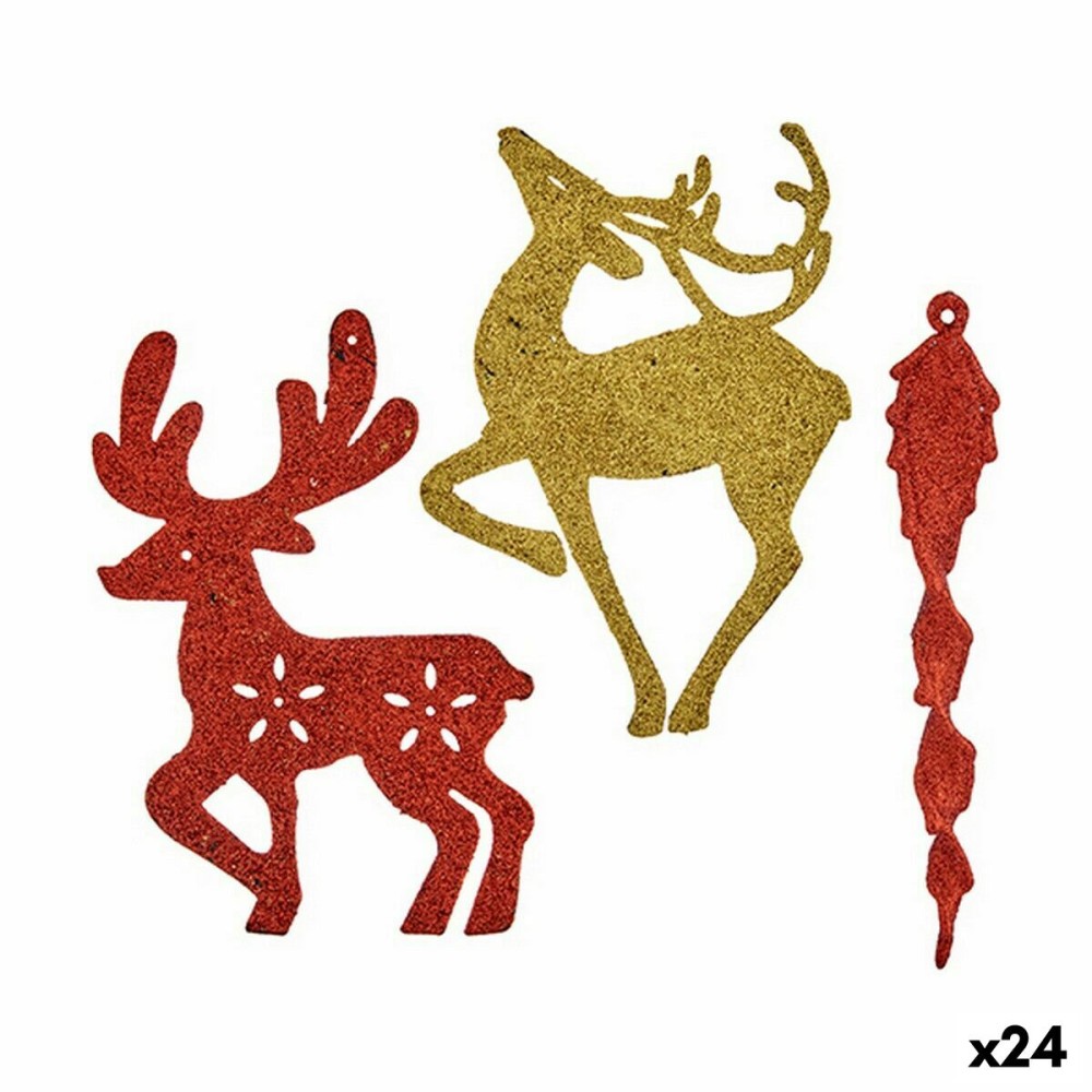 Weihnachtsdekoration Set Rot Gold Kunststoff 14,5 x 14,5 x 2 cm (24 Stück)