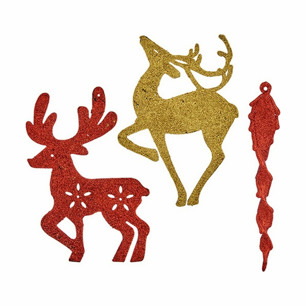Ensemble Décorations de Noël Krist+ 00510 Rouge Doré Plastique 14,5 x 14,5 x 2 cm (24 Unités)
