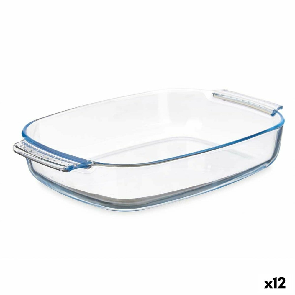 Plat à Gratin Vivalto T3-20 Transparent Verre Borosilicaté 2 L 30,2 x 6 x 19,6 cm Avec des poignées (12 Unités)