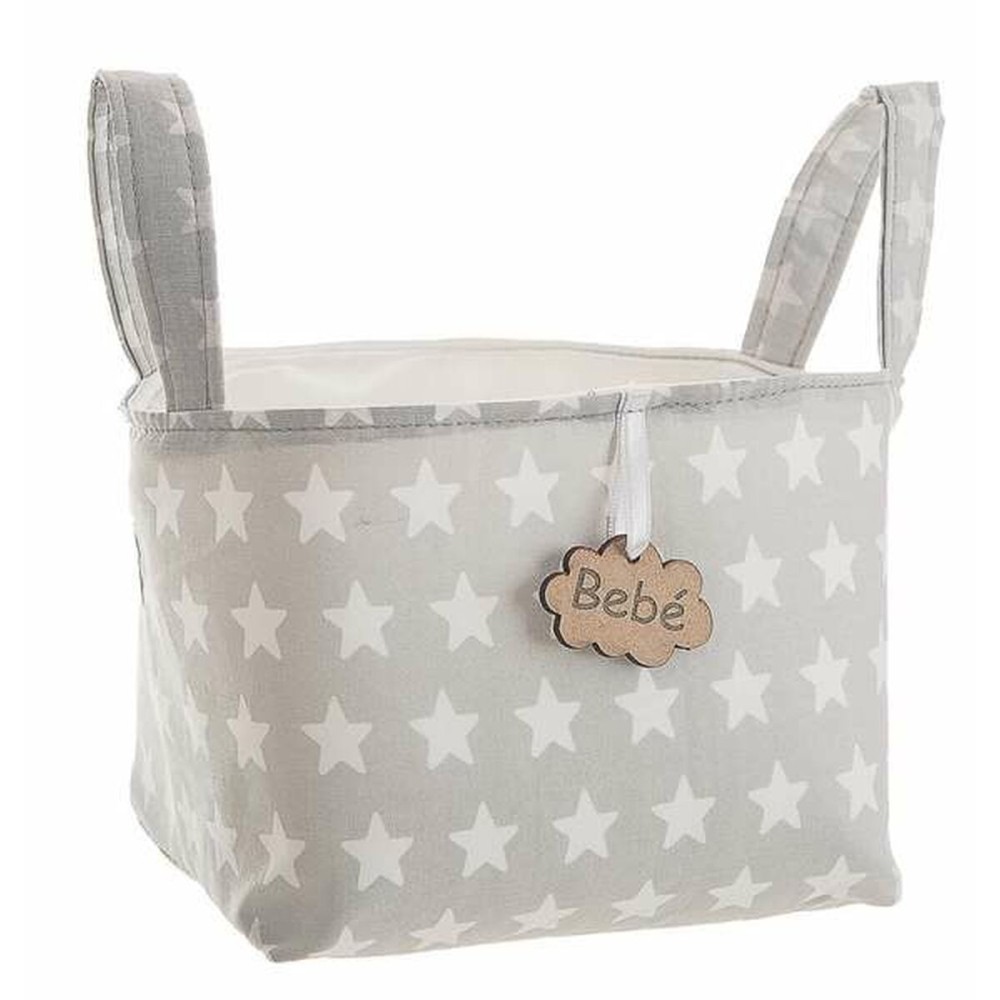 Basket Grey Stars With handles 17 x 13,5 x 20 cm