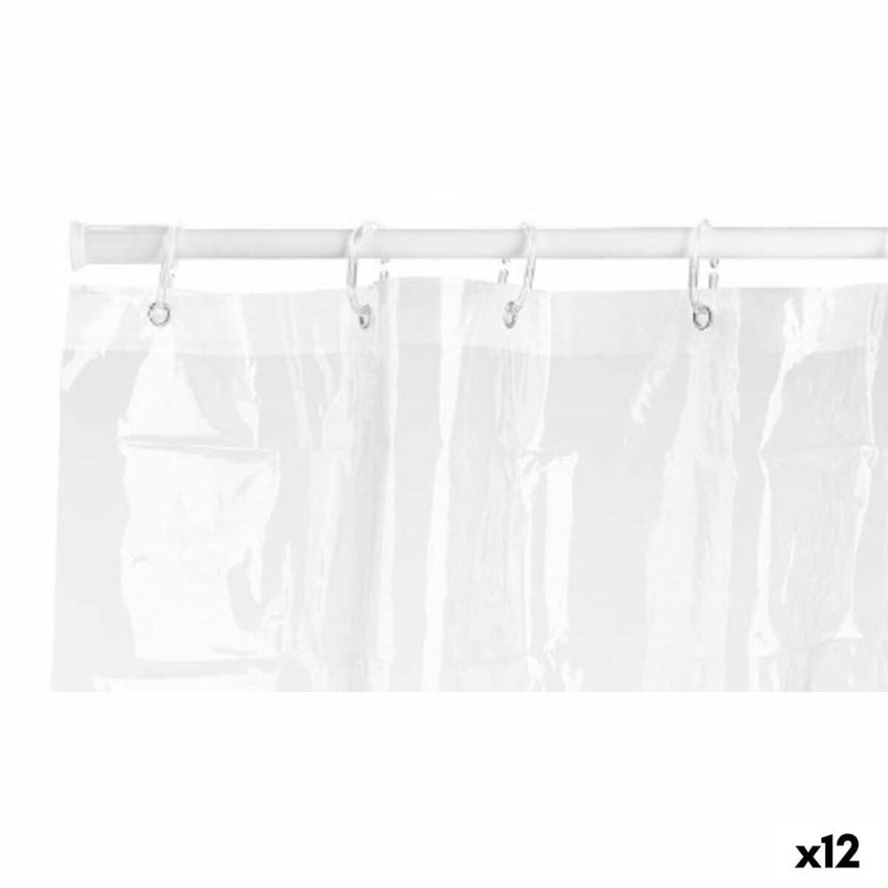 Shower Curtain Berilo 216 Transparent Plastic PEVA 180 x 180 cm (12 Units)