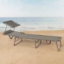 Sun-lounger Aktive Foldable Parasol Grey 193 x 30 x 53 cm