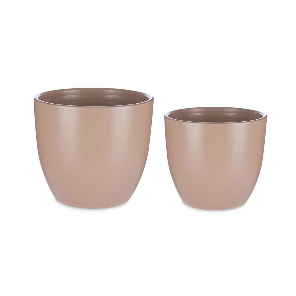 Set de pots Ibergarden CAZORLA-22-28-BE Beige Argile Ø 22 cm Ø 28 cm 22 x 22 x 18 cm 28 x 28 x 24 cm 2 Pièces