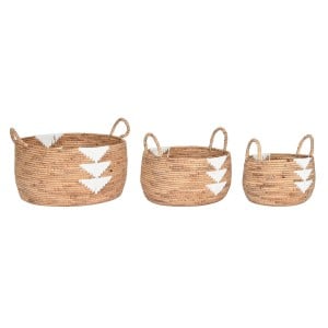 Set de basket DKD Home Decor Blanc Naturel Corde Herbier marin Boho 55 x 55 x 40 cm