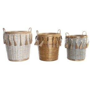 Set de basket DKD Home Decor Multicouleur Bambou Boho 49 x 45 x 54 cm