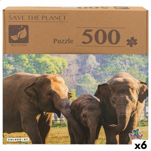 Puzzle Colorbaby Elephant 500 Stücke 6 Stück 61 x 46 x 0,1 cm