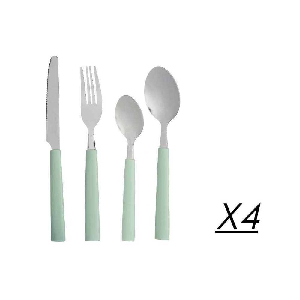 Cutlery Set Kinvara KT166096-1C-M Green Silver Stainless steel Plastic (6 Units)