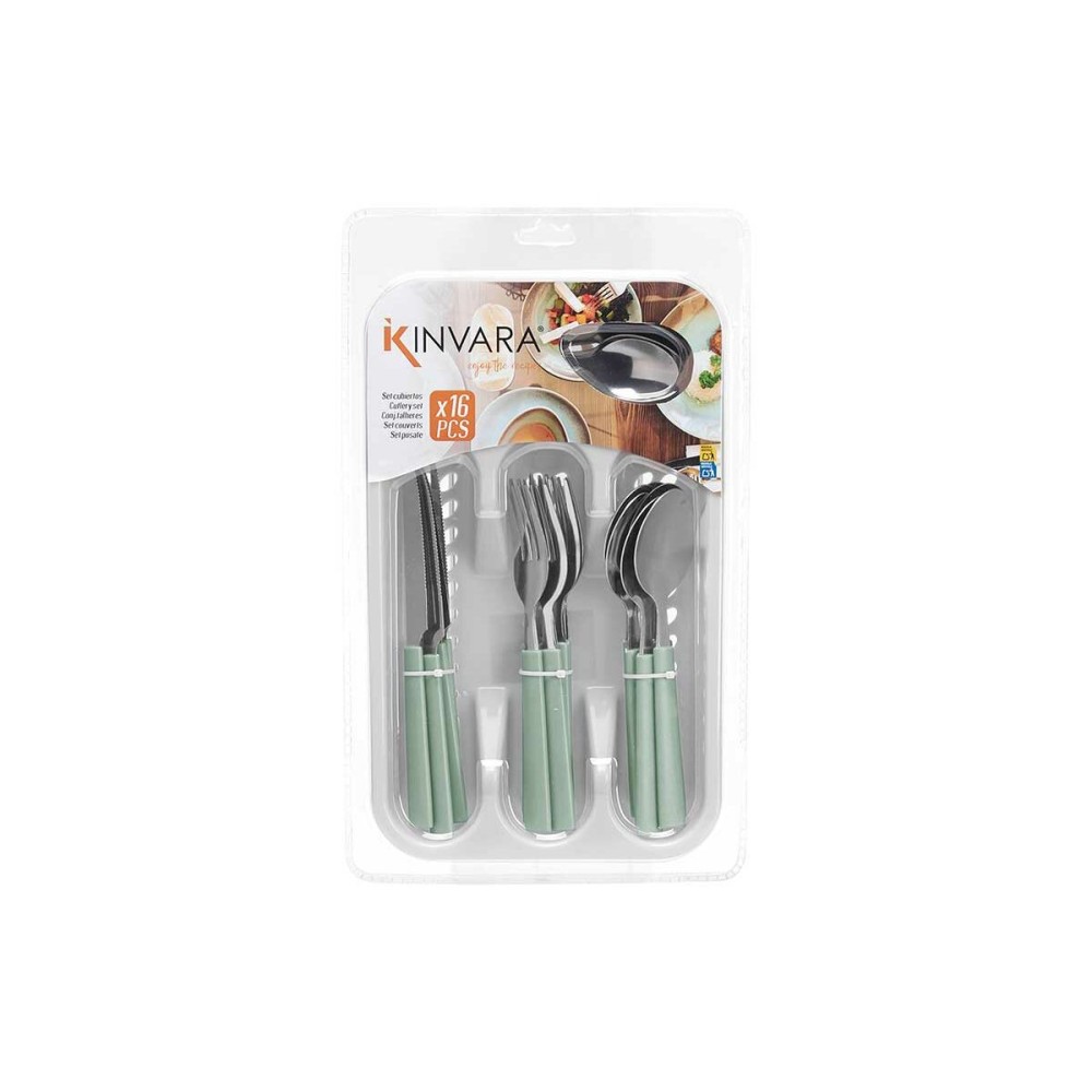 Besteck-Set Kinvara KT166096-1C-M grün Silberfarben Edelstahl Kunststoff (6 Stück)