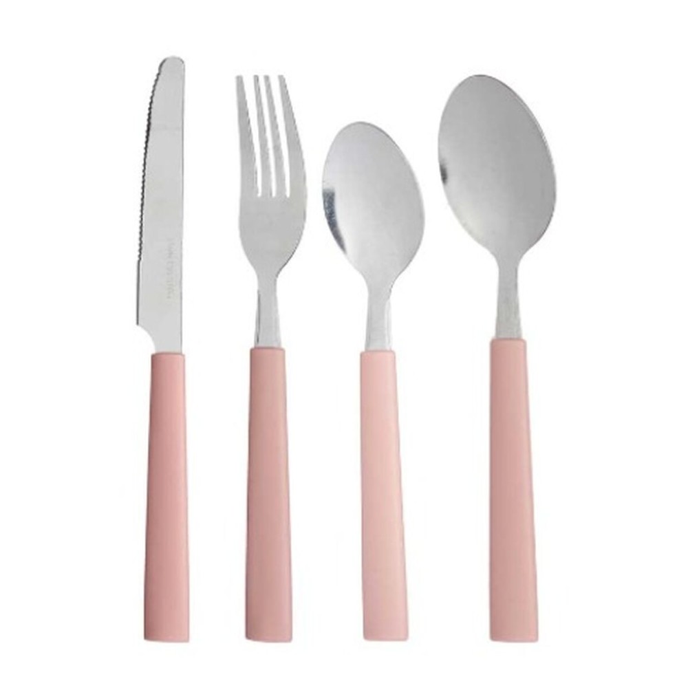 Cutlery Set Kinvara KT166096-1C-P Pink Silver Stainless steel Plastic (6 Units)