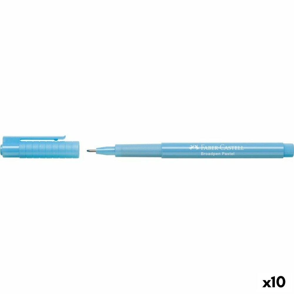 Marqueur permanent Faber-Castell Broadpen Pastel Bleu pastel (10 Unités)