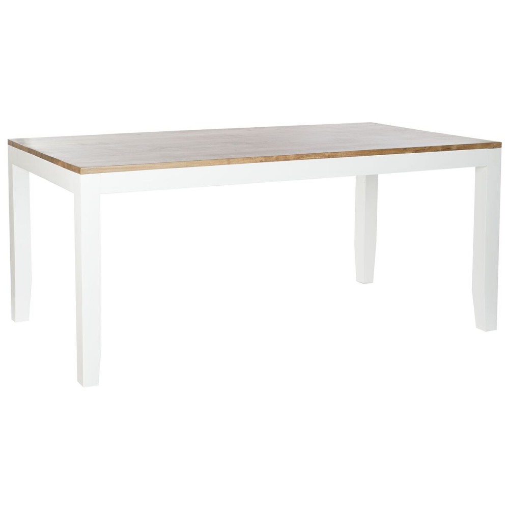 Dining Table DKD Home Decor White Brown Acacia Mango wood 200 x 100 x 80 cm