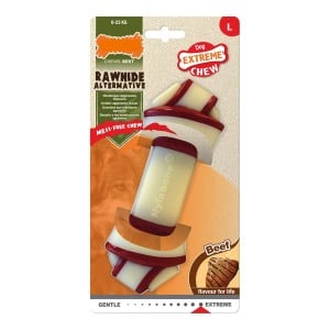 Beißring für Hunde Nylabone Rawhide Knoten L Rindfleisch