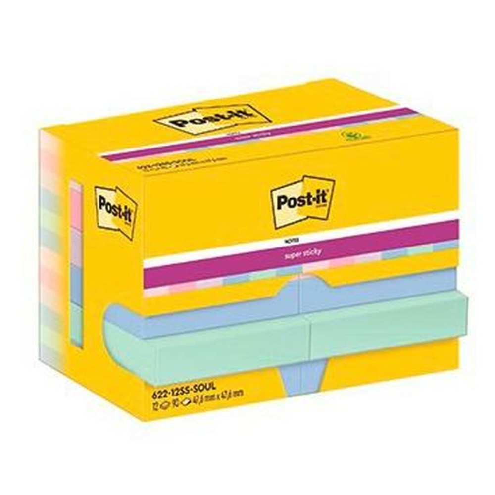 Notes Adhésives Post-it Super Sticky Multicouleur 12 Pièces 47,6 x 47,6 mm (2 Unités)