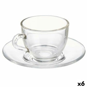 Cup with Plate Vivalto S12212/BHA Transparent Glass 85 ml (6 Units)