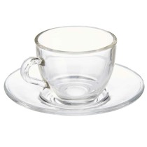 Cup with Plate Vivalto S12212/BHA Transparent Glass 85 ml (6 Units)