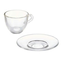 Tasse mit Untertasse Vivalto S12212/BHA Durchsichtig Glas 85 ml (6 Stück)