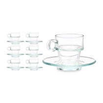 Cup with Plate Vivalto 41087 Transparent Glass 90 ml (6 Units)