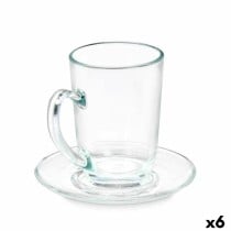 Tasse avec sous-tasse Vivalto 41089 Transparent verre 200 ml (6 Unités)