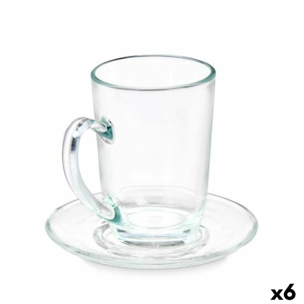 Cup with Plate Vivalto 41089 Transparent Glass 200 ml (6 Units)