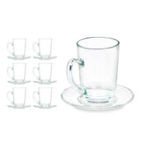 Cup with Plate Vivalto 41089 Transparent Glass 200 ml (6 Units)