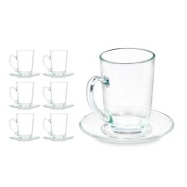 Tasse mit Untertasse Vivalto 41089 Durchsichtig Glas 200 ml (6 Stück)