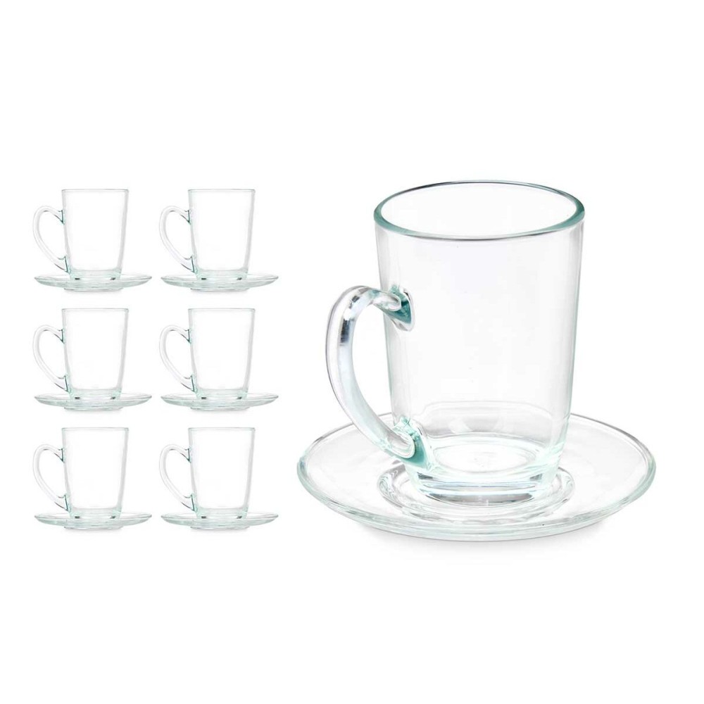 Tasse mit Untertasse Vivalto 41089 Durchsichtig Glas 200 ml (6 Stück)