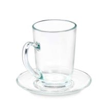 Cup with Plate Vivalto 41089 Transparent Glass 200 ml (6 Units)