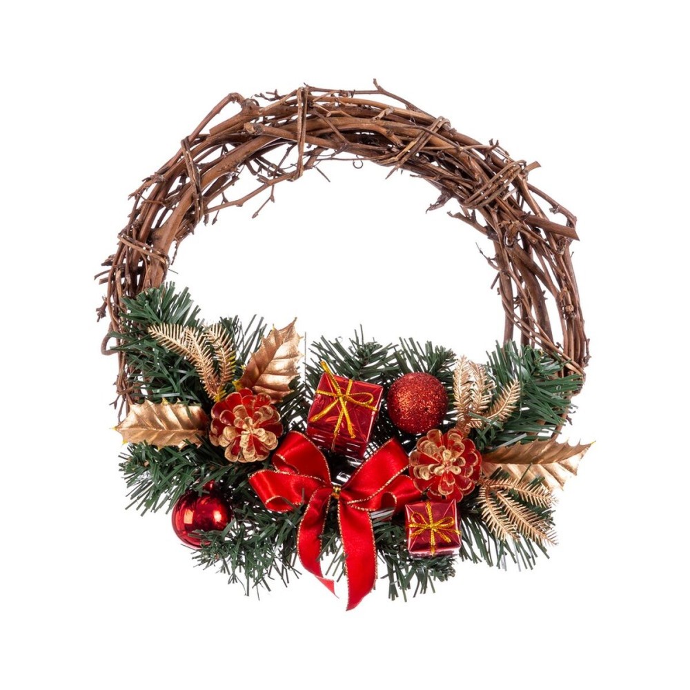 Advent wreathe Rattan Red Multicolour PVC 20 x 20 x 10 cm