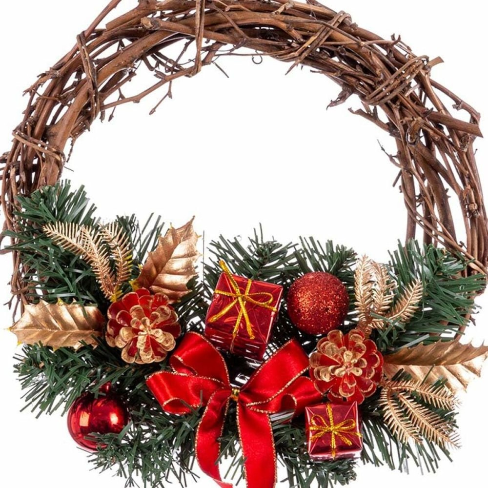 Advent wreathe Rattan Red Multicolour PVC 20 x 20 x 10 cm