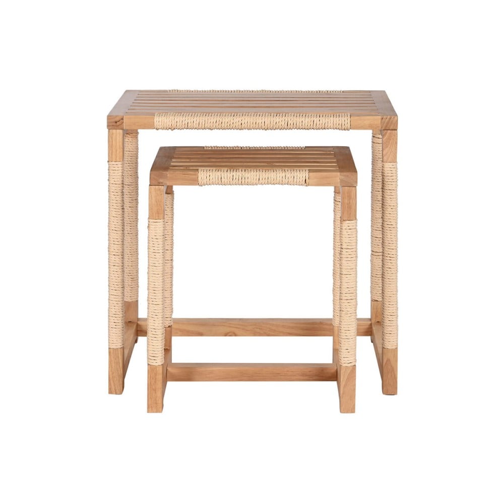 Jeu de 2 tables Home ESPRIT Naturel Corde Sapin 58 x 38 x 60 cm