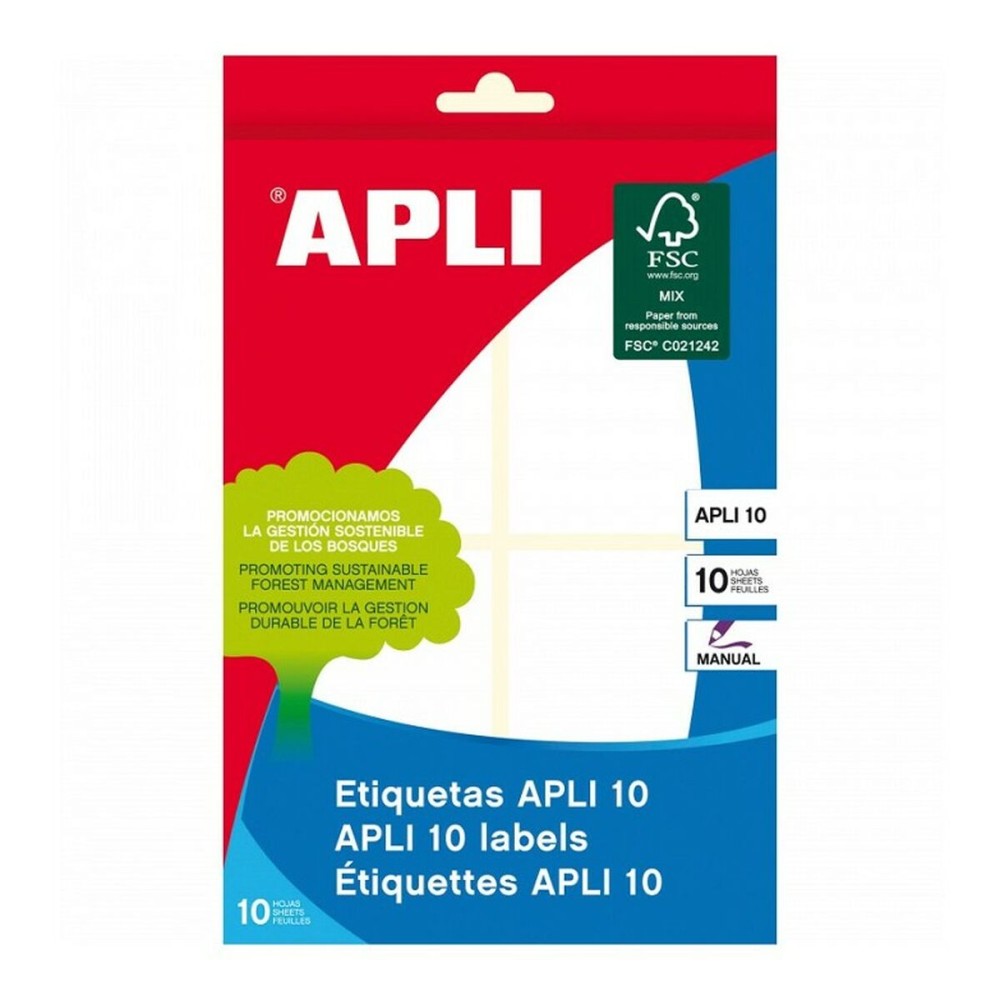 Etisuettes Apli 10 120 Pièces Blanc 10 Volets 36 x 40 mm (10 Unités)