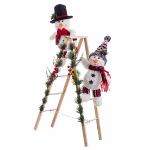 Weihnachtsschmuck Bunt Holz Stoff Schneemann 30 x 15 x 76 cm