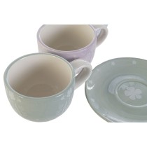 Piece Coffee Cup Set DKD Home Decor Blue White Green Lilac Metal Dolomite 180 ml