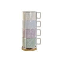 Ensemble de tasses à café DKD Home Decor Vert Bleu ciel Lila Métal Bambou Dolomite 260 ml