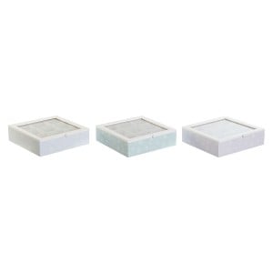 Box for Infusions DKD Home Decor Blue White Green Lilac Metal Crystal MDF Wood (3 Units)